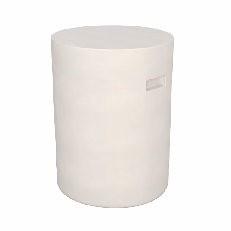 Mesa auxiliar redonda blanca de fibra de arcilla con efecto cemento MAISON PAVANE Diámetro: 35 cm