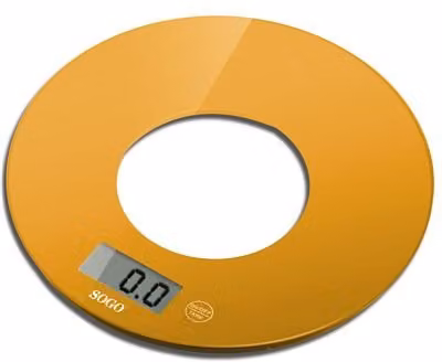 Balanza de cocina redonda de cristal Sogo color naranja con capacidad de 5 kg