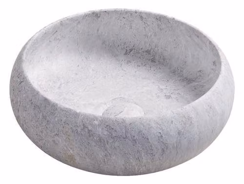 Lavabo redondo para encimera ONDÉE SORA de cerámica y mármol en color gris, Diámetro: 36 cm, Altura: 12 cm