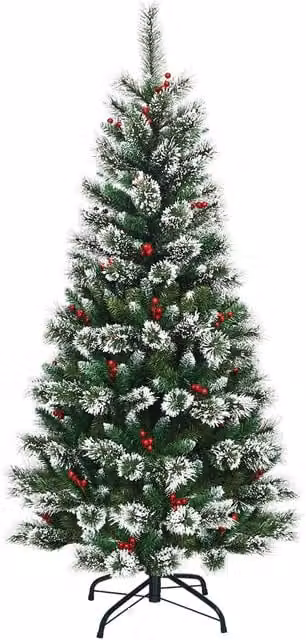 Árbol de Navidad artificial NORTHIX de 180 cm con copos de nieve y bayas rojas en color verde y multicolor