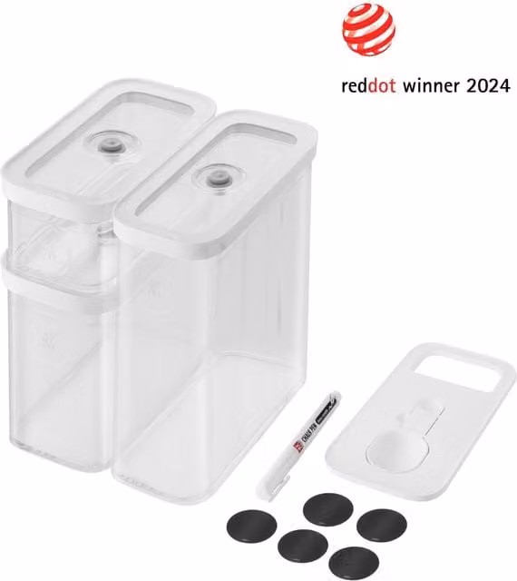 Set de 5 recipientes herméticos y a prueba de fugas Zwilling Fresh & Save CUBE M, transparente y blanco