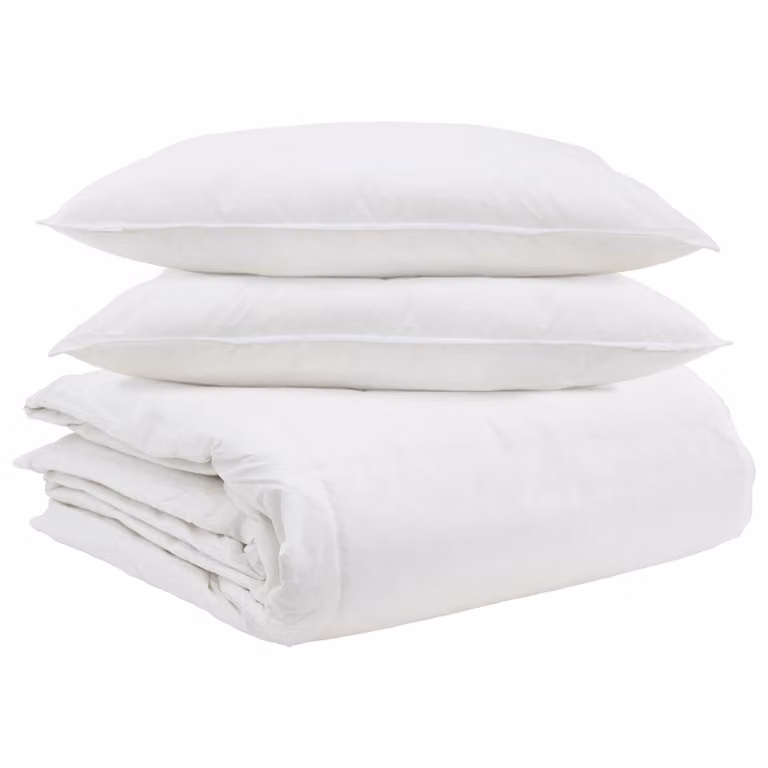 Juego de edredón y almohada de 3 piezas vidaXL de plumas de pato y algodón, color blanco, para verano, 200 x 220 cm