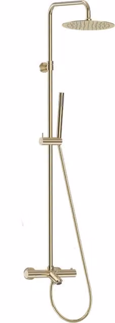 Columna termostática para bañera y ducha Luisa II de ESSEBAGNO con rociador de lluvia y mano, acabado oro cepillado