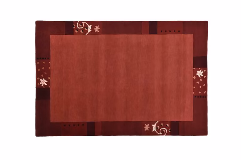 Alfombra Gabbeh floral de lana roja hecha a mano por theko