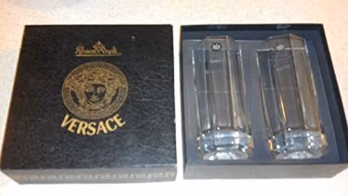 Juego de 2 vasos altos de agua Medusa Lumiere de Versace en cristal transparente