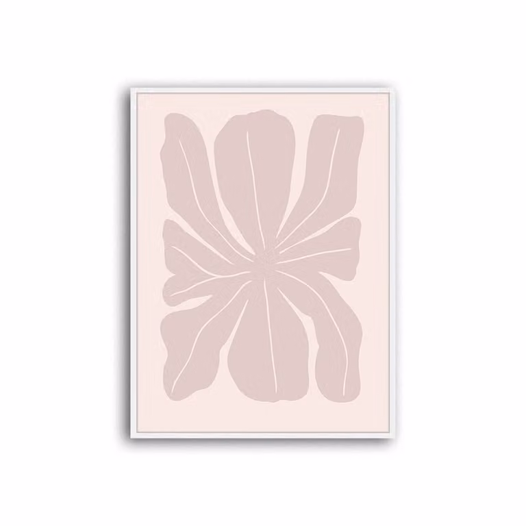 Cuadro de madera Any Image con impresión digital de póster de papel en diseño abstracto minimalista, color blanco, An: 42 cm, Al: 32 cm, P: 3 cm
