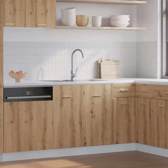 Mueble bajo fregadero vidaXL Lyon en roble artesanal color marrón An/P/Al: 80 x 46 x 81,5 cm
