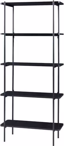 Librería Samnanger de 5 niveles en negro de en.casa, fabricada en metal y MDF, Al x An x P: 180 x 80 x 34 cm