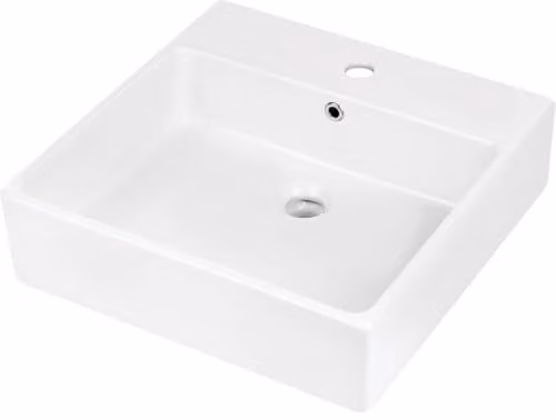 Lavabo de apoyo o pared Varisto de BB BuyBath en cerámica blanca, forma cuadrada, An/P/Al: 50 x 50 x 50 cm