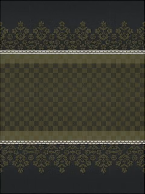 Paño de cocina de algodón Lulu Lucien de Le Jacquard Français con diseño floral en color verde