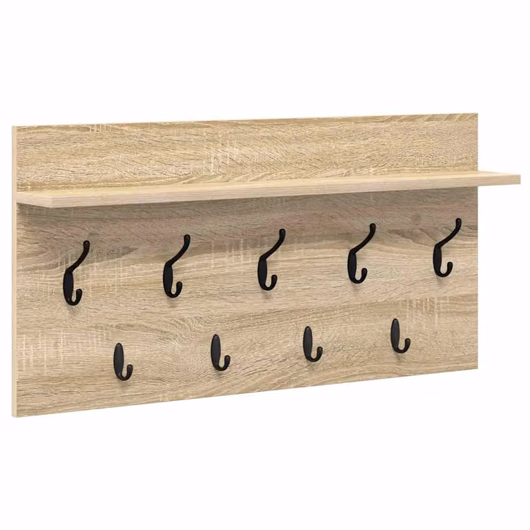 Perchero de pared vidaXL en madera color roble sonoma con ganchos para pasillo