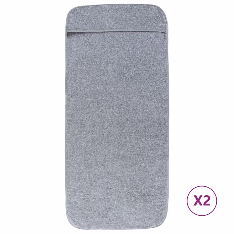 Set de 2 toallas de playa vidaXL de color gris, secado rápido, 400 g/m², 75 x 200 cm