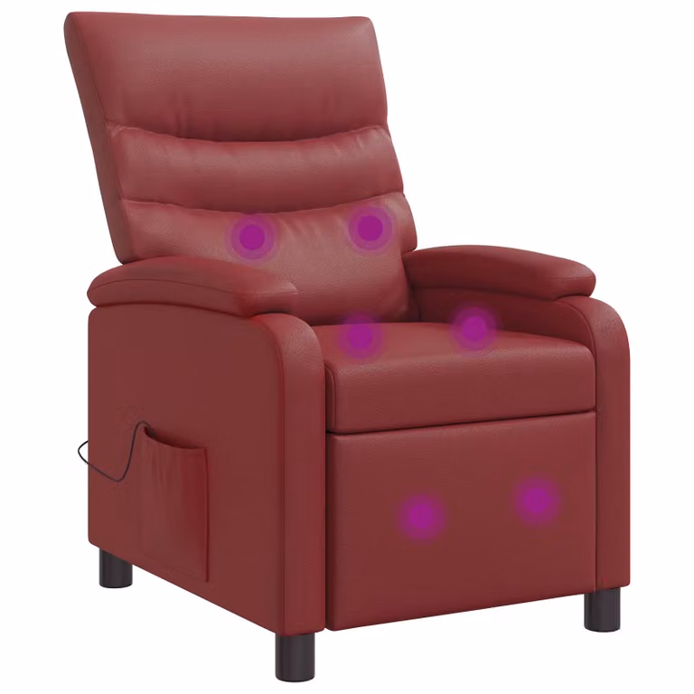 Silla de masajes reclinable vidaXL en color rojo con acabado de cuero sintético