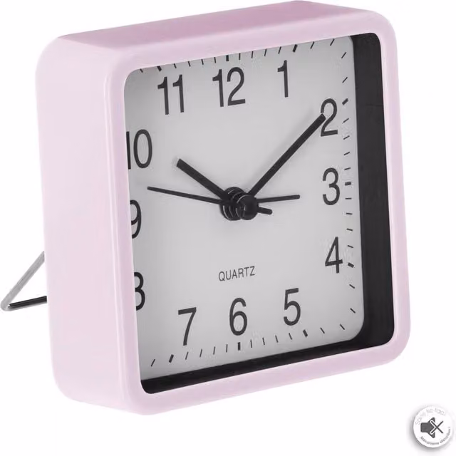 Despertador analógico Atmosphera Créateur D'Intérieur en metal y cristal, color rosa, silencioso, An/P/Al: 8 x 8,2 x 8 cm