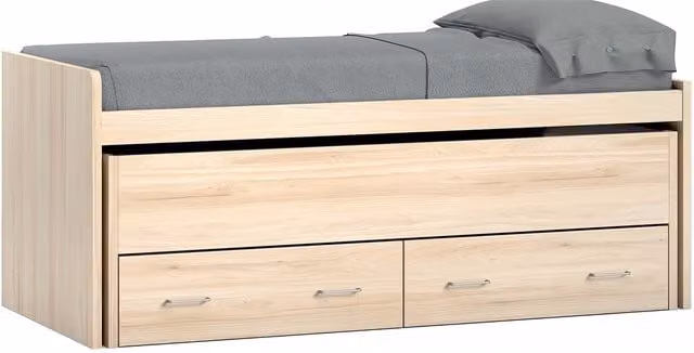 Cama Noel El Corte Inglés con nido oculto, 2 cajones y brazo izquierdo alto en color beige