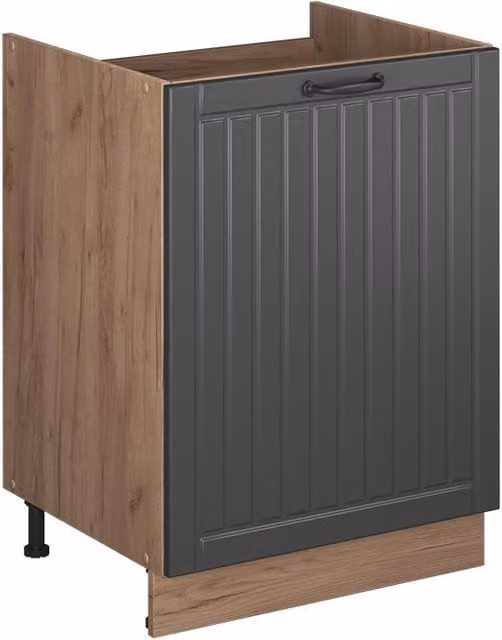 Mueble bajo para fregadero Vicco Fame-Line en gris y roble dorado con puertas de cierre suave