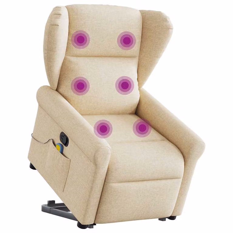 Silla de masaje reclinable vidaXL con reposabrazos en color beige y tapizado de tela