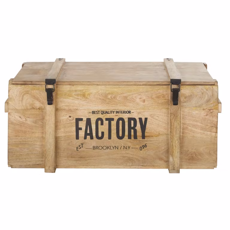 Mesa de centro tipo tronco Gutmann Factory de madera de mango y acero negro de estilo industrial