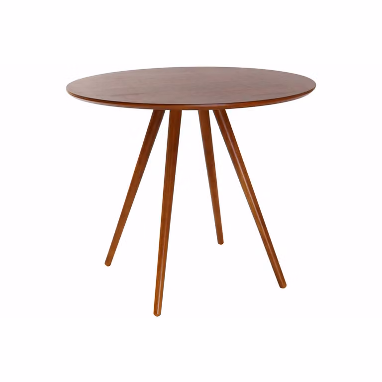 Mesa de comedor redonda Miliboo en madera color nogal con acabado mate de 90 cm de diámetro
