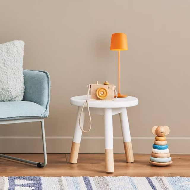 Lámpara de mesa LED portátil Kaami Brilliant de color naranja y cobre, con control táctil regulable, luz blanca cálida de 3000K y protección IP44, Altura: 37 cm