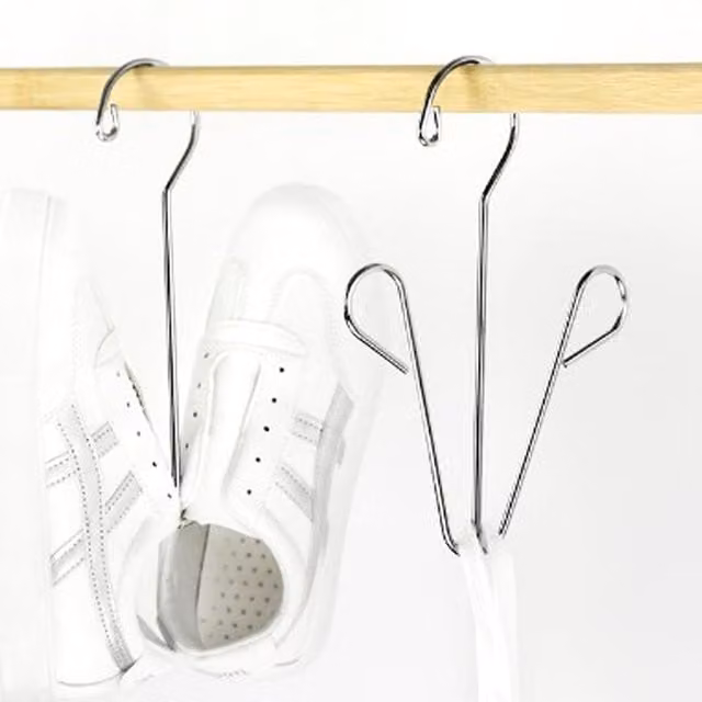 Organizador de calzado de 5 piezas Infinite en acero inoxidable color plata con doble gancho y diseño impermeable para colgar