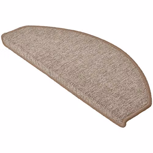 Set de 15 alfombras semicirculares para escalera BEAUTISSU, antideslizantes y adhesivas, color arena, An/P/Al: 65 x 28 x 4 cm