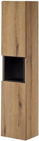 Armario alto Newport en.casa con estante cubo y puertas con cierre suave, efecto roble, An: 30 cm, Al: 140 cm, P: 25 cm