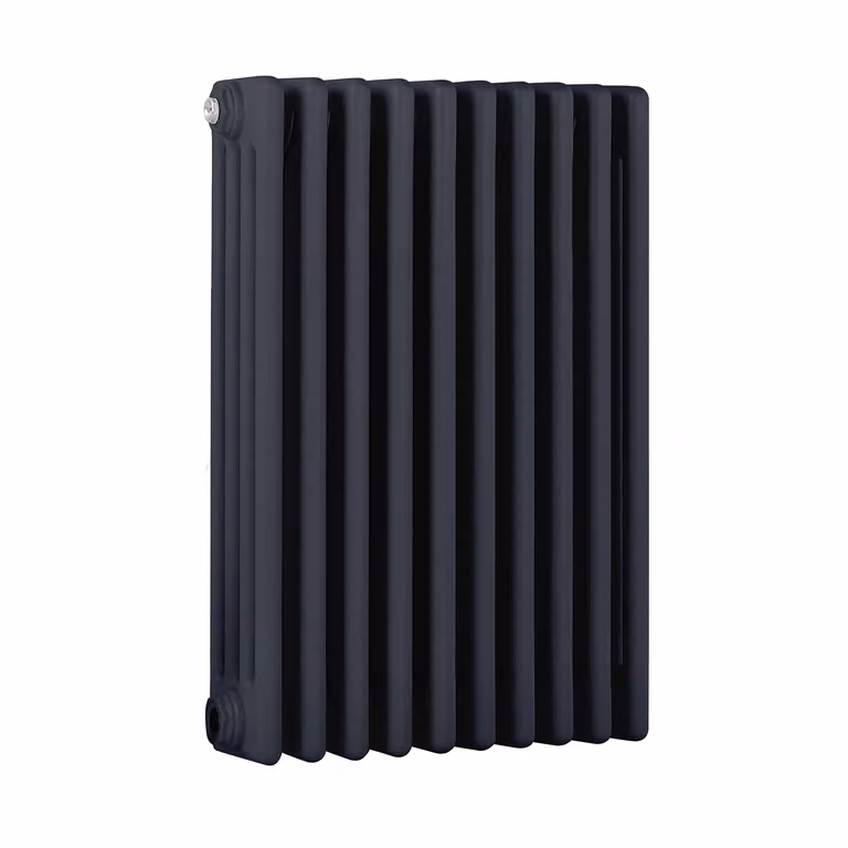 Radiador de columnas horizontal de 4 columnas Regent en color azul, An/Al/P: 60 x 42,5 x 42,5 cm