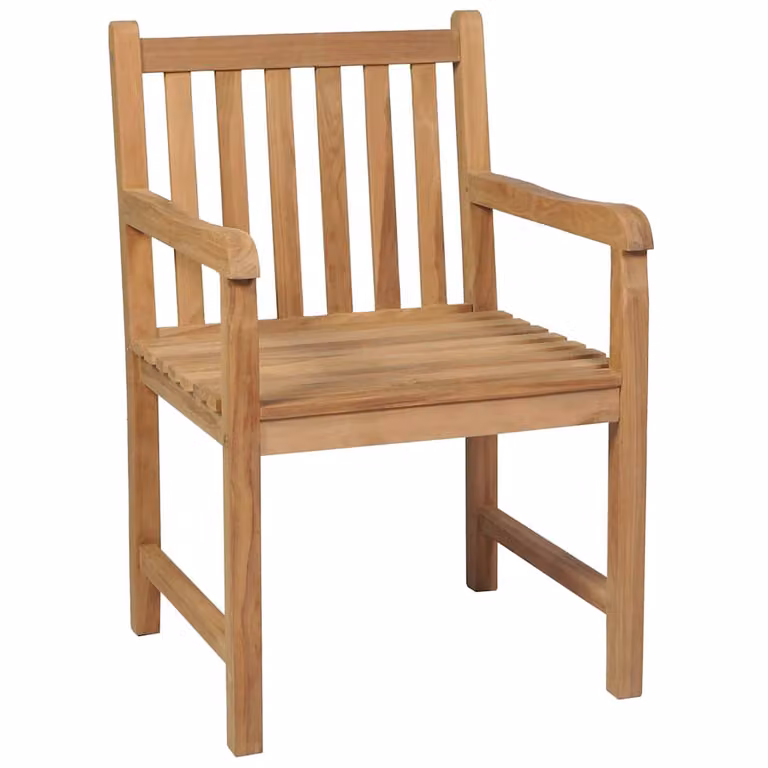 Set de 6 sillas de jardín vidaXL de madera de teca con cojines rojos