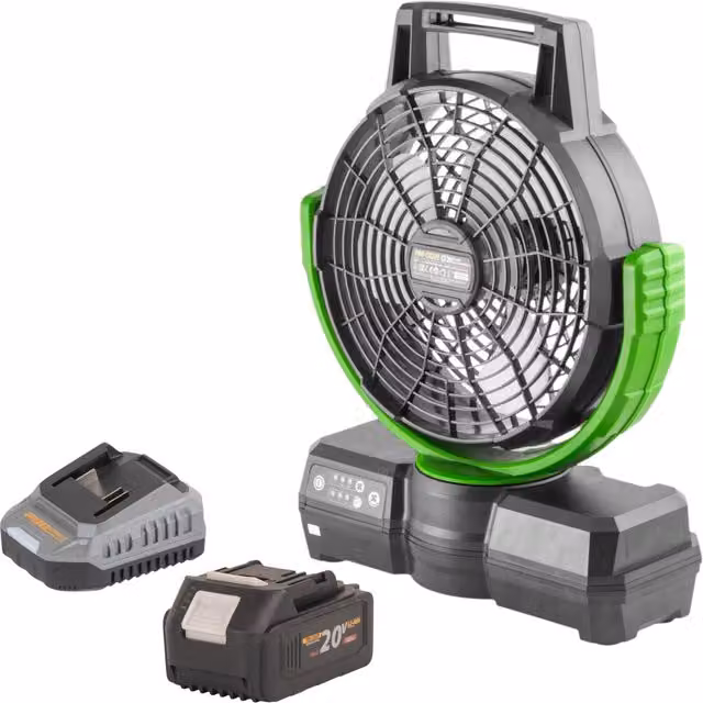 Ventilador recargable Procraft CF20BB 20V de 235 mm con batería de 4,0 Ah y cargador en color gris y multicolor