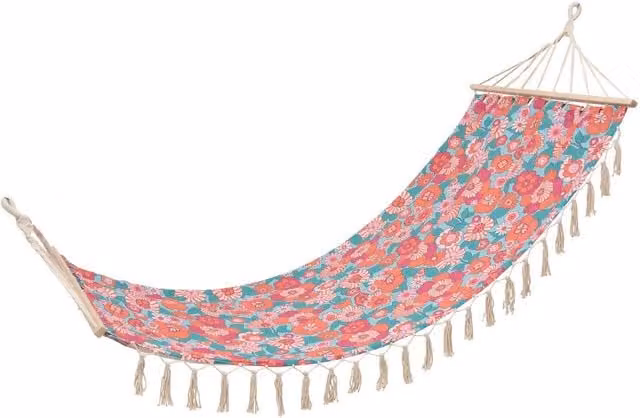Hamaca multicolor con diseño floral estilo boho de Atmosphera para jardín o terraza, An: 270 cm
