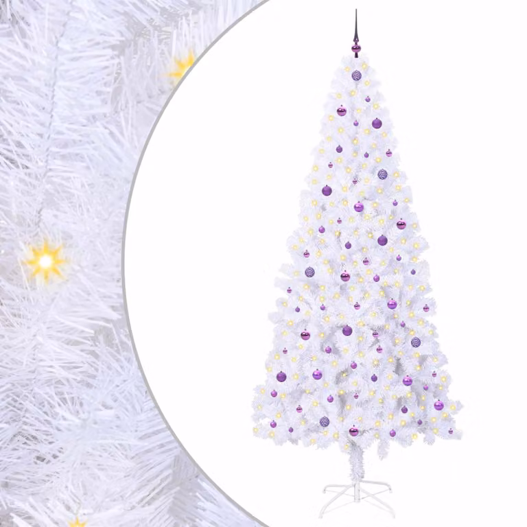 Árbol de Navidad artificial vidaXL con 300 LED blanco cálido, PVC y metal, Altura: 240 cm