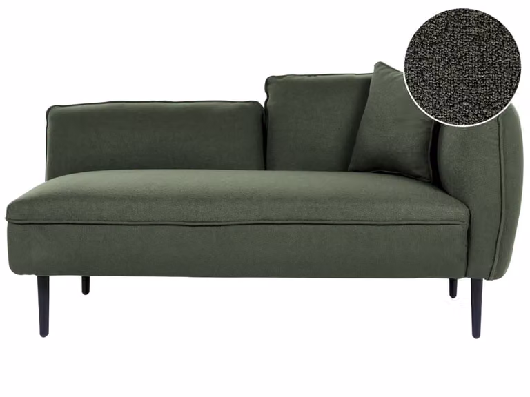 Sofá Chaise Longue Beliani en forma de L con tejido Bouclé Verde y estructura de metal para tu salón o dormitorio