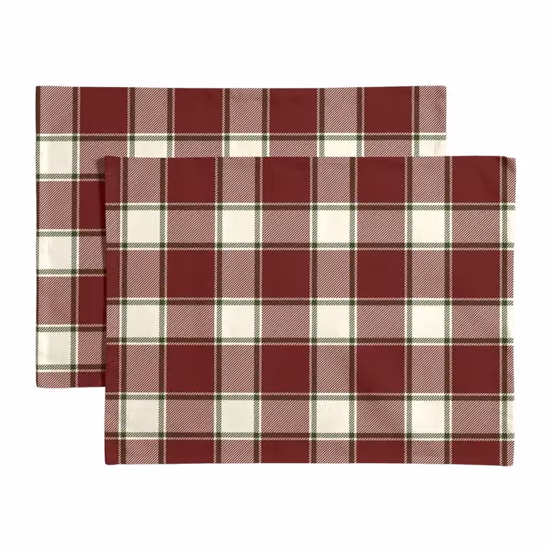 Set de 4 manteles individuales Muare Home de algodón orgánico antimanchas, color rojo, An/P: 35 x 50 cm