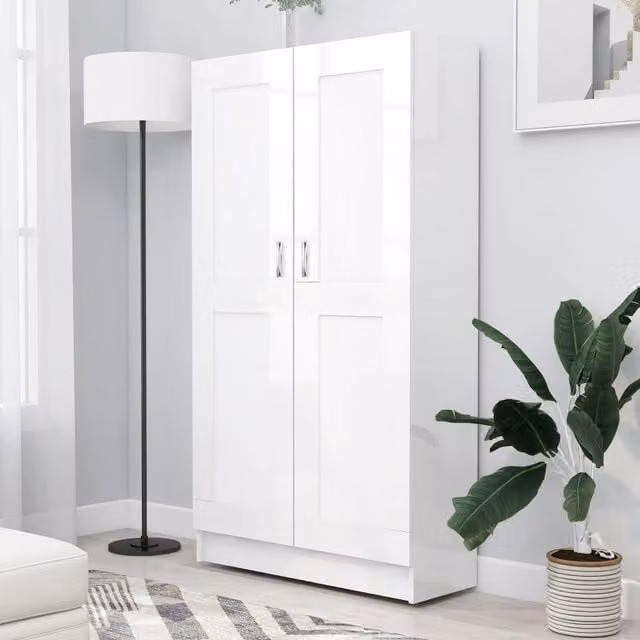 Estantería de madera blanca brillo vidaXL An/P/Al: 82,5 x 30,5 x 150 cm