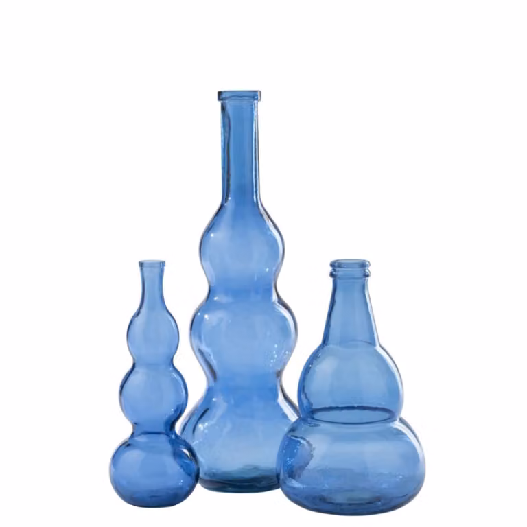 Jarrón esférico de cristal azul J-line para mesa, diseño moderno y redondo, An/P/Al: 26,5 x 26,5 x 75 cm