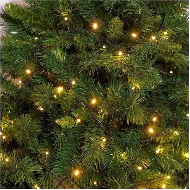 Guirnalda de micro LED LOTTI Serie TL-C con 200 luces, color blanco con cable verde y luz blanca cálida, longitud: 10 m