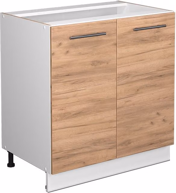 Armario bajo para fregadero Vicco Fame-Line con estante, disponible en blanco, marrón o negro, An/P/Al: 80 x 51,6 x 82 cm