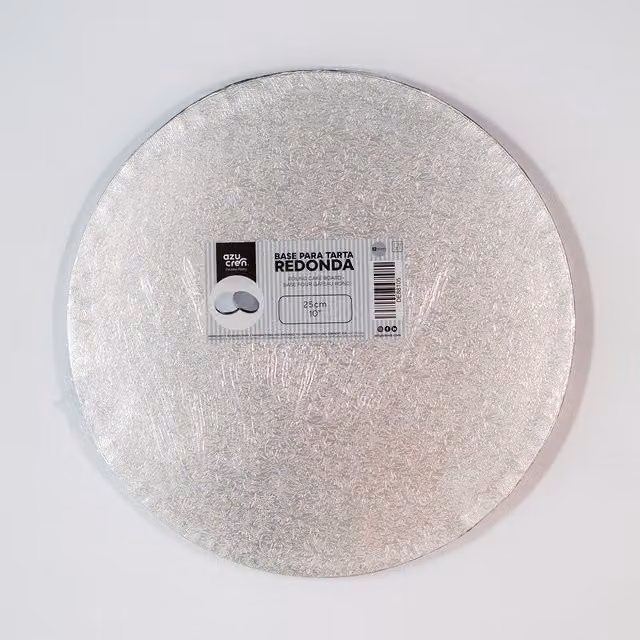 Base redonda para tarta Azucren de aluminio color plata de 25 cm