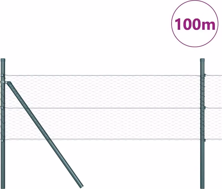 Malla de valla hexagonal Syfax verde de acero con recubrimiento de PVC para fijación al suelo de 100 x 0,5 m