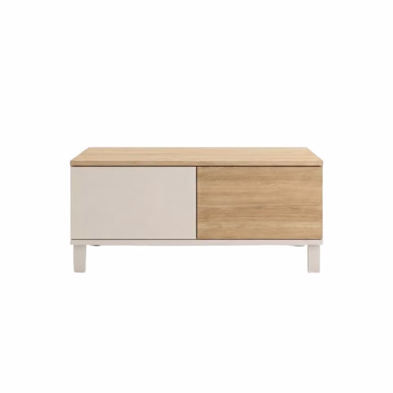 Mesa de centro moderna Calicosy de madera en color roble y beige con diseño rectangular para tu salón An/P/Al: 90 x 60 x 40 cm