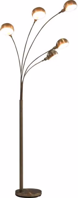 Lámpara de pie moderna de arco HELLOSHOP26 con 5 luces regulables en acero plateado y blanco, Altura: 200 cm