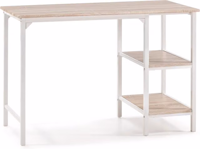 Mesa de escritorio blanca de estilo industrial para oficina en casa con acabado mate, An/P/Al: 110 x 55 x 76 cm