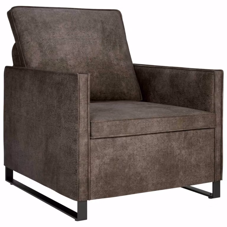Sillón de salón vidaXL en gris oscuro con tela de ante sintético y estructura de metal, An/P/Al: 70 x 81 x 82 cm
