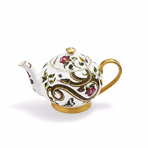 Tetera Portmeirion Creatures of Curiosity en porcelana blanca, oro y multicolor de 1,1 l