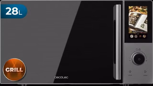 Microondas digital Cecotec Convection 2800 Touch con convección y grill, 28 l, 900 W y 1200 W, color gris y negro