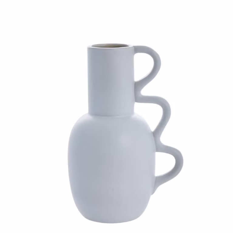 Jarrón de cerámica blanco Lene Bjerre para mesa Altura: 25,5 cm