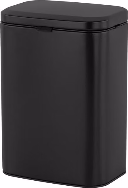Cubo de basura de pared Relaxdays en metal negro con cubo interior extraíble, 8 l, An/P/Al: 31,5 x 22 x 15,5 cm