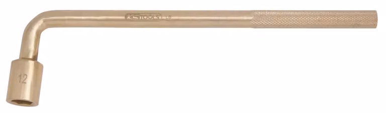 Llave de 6 cantos de pipa en ángulo BRONZEplus KS Tools de 10 mm en latón color dorado y marrón