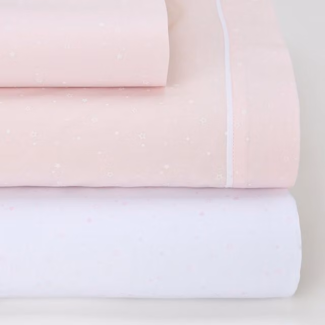 Juego de sábanas de algodón Cotton Juice Baby Home de 3 piezas con diseño de estrellas en color rosa, An/P/Al: 60 x 120 cm